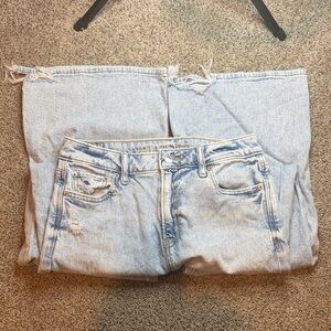 American Eagle Outfitters Distressed Light Blue Wide Leg Jeans